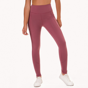 Malha lateral com acabamento na cintura alta esportiva malha leggings femininas super elástico de nylon à prova de agachamento meia-calça de ioga para exercícios